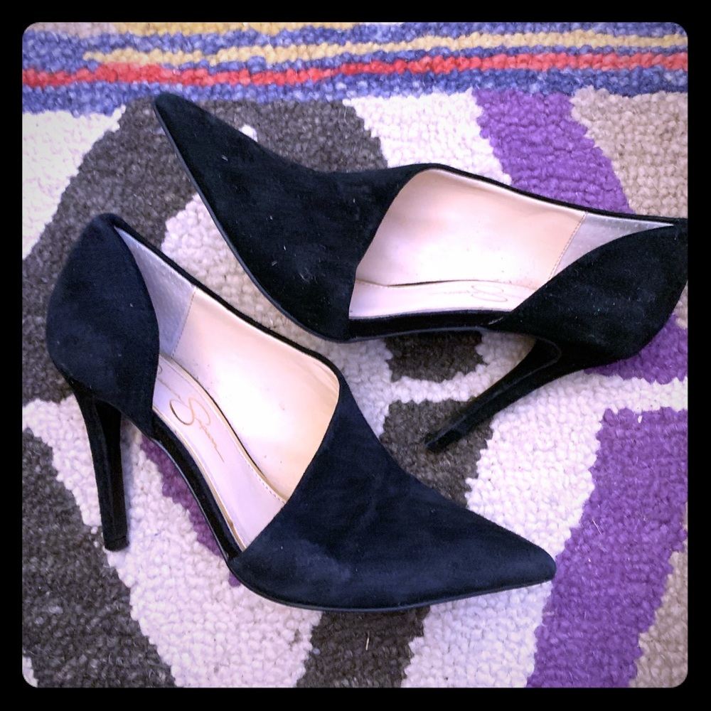 Black suede heel